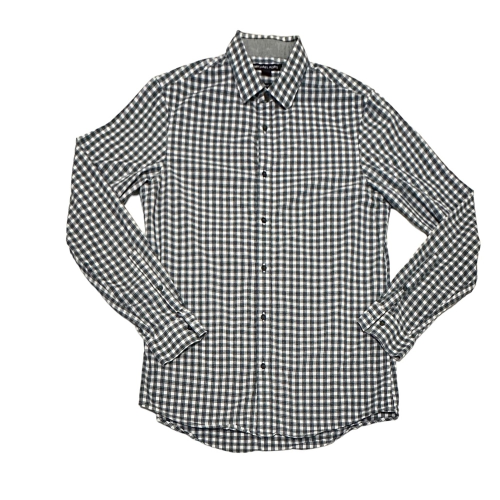 Michael Kors Slim-Fit Gingham Cotton Shirt (Size: Medium) - Picture 4 of 5